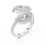 The Toi et Moi Double Halo Bypass Ring in 925 Sterling Silver
