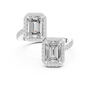 The Double Emerald-Cut Toi et Moi Pavé Halo Bypass Ring