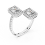 The Double Emerald-Cut Toi et Moi Pavé Halo Bypass Ring
