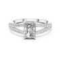 925 Sterling Silver Radiant-Cut Moissanite Pavé Split-Shank Engagement Ring