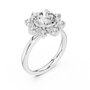Round Brilliant Moissanite Starburst Vintage Snowflake Halo Ring