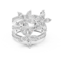 Marquise Cut Moissanite Multi-Row Floral Statement Ring in 925 Sterling Silver