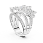 Marquise Cut Moissanite Multi-Row Floral Statement Ring in 925 Sterling Silver