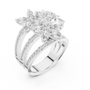 Marquise Cut Moissanite Multi-Row Floral Statement Ring in 925 Sterling Silver