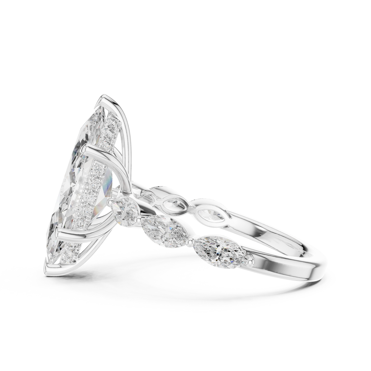 925 Sterling Silver Marquise Dawn Shared-Prong Women's Engagement Ring