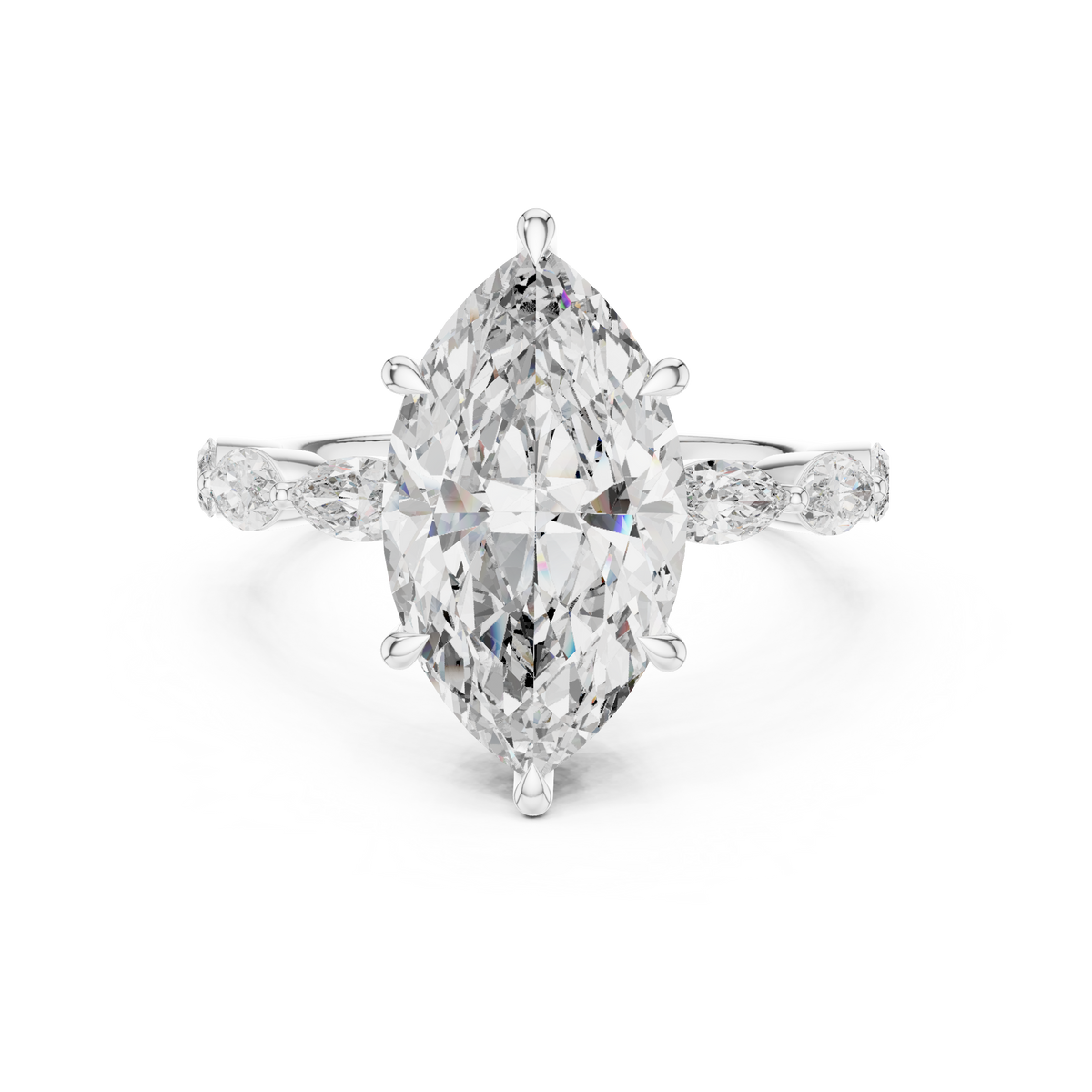 925 Sterling Silver Marquise Dawn Shared-Prong Women's Engagement Ring