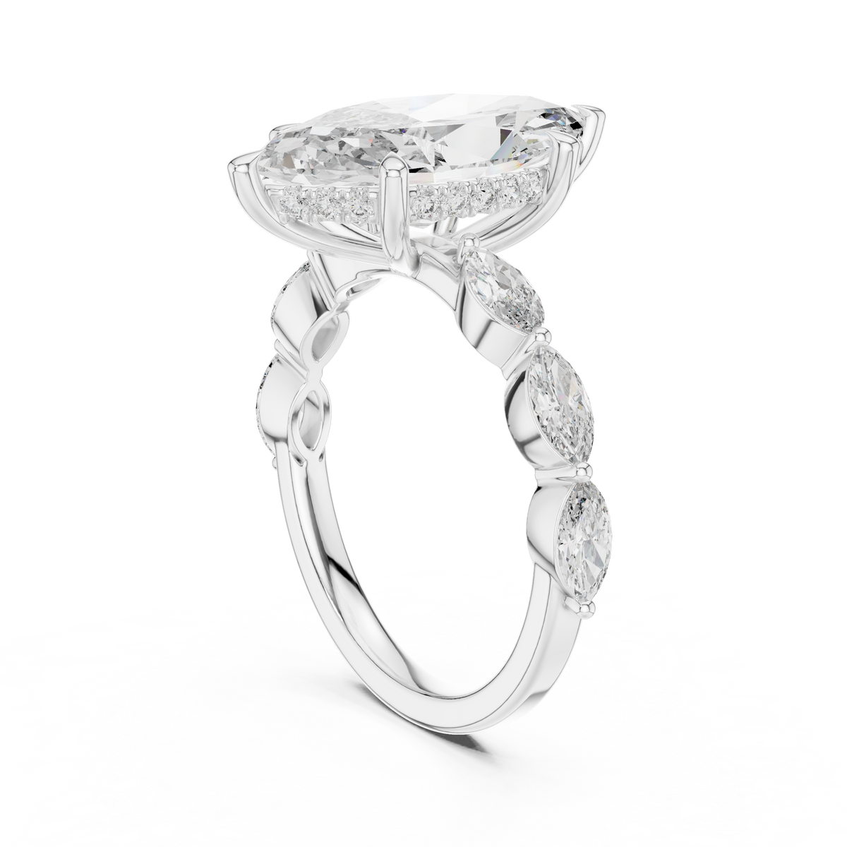 925 Sterling Silver Marquise Dawn Shared-Prong Women's Engagement Ring