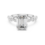 Art Deco Emerald-Cut Moissanite Ring with Alternating Marquise & Round Cluster Band