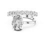 Modern Open-Bypass Oval Solitaire & Shared-Prong Eternity Bridal Set in 925 Sterling Silver