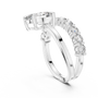 Modern Open-Bypass Oval Solitaire & Shared-Prong Eternity Bridal Set in 925 Sterling Silver