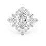 Marquise-Cut Celestial Bloom Asymmetrical Floral Cluster Halo Engagement Ring