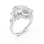 Marquise-Cut Celestial Bloom Asymmetrical Floral Cluster Halo Engagement Ring
