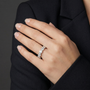 Half Eternity Oval Brilliance Moissanite Diamond Ring in Sterling Silver for Women