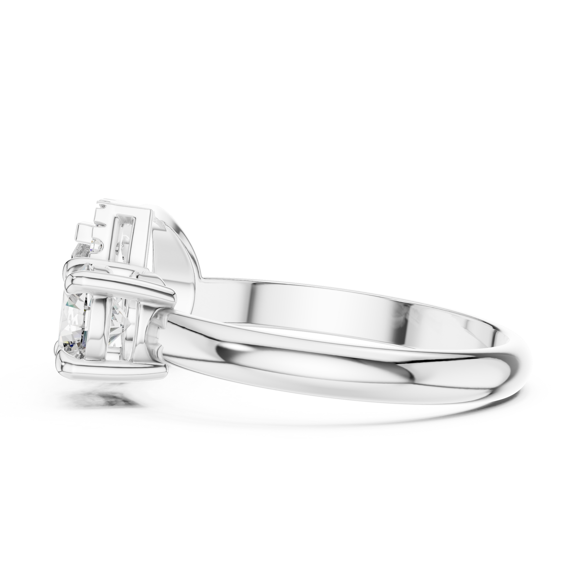 Halo Toi Et Moi Pear and Round Cut Moissanite Sterling Silver Ring