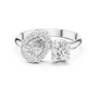 Halo Toi Et Moi Pear and Round Cut Moissanite Sterling Silver Ring