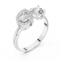 Halo Toi Et Moi Pear and Round Cut Moissanite Sterling Silver Ring
