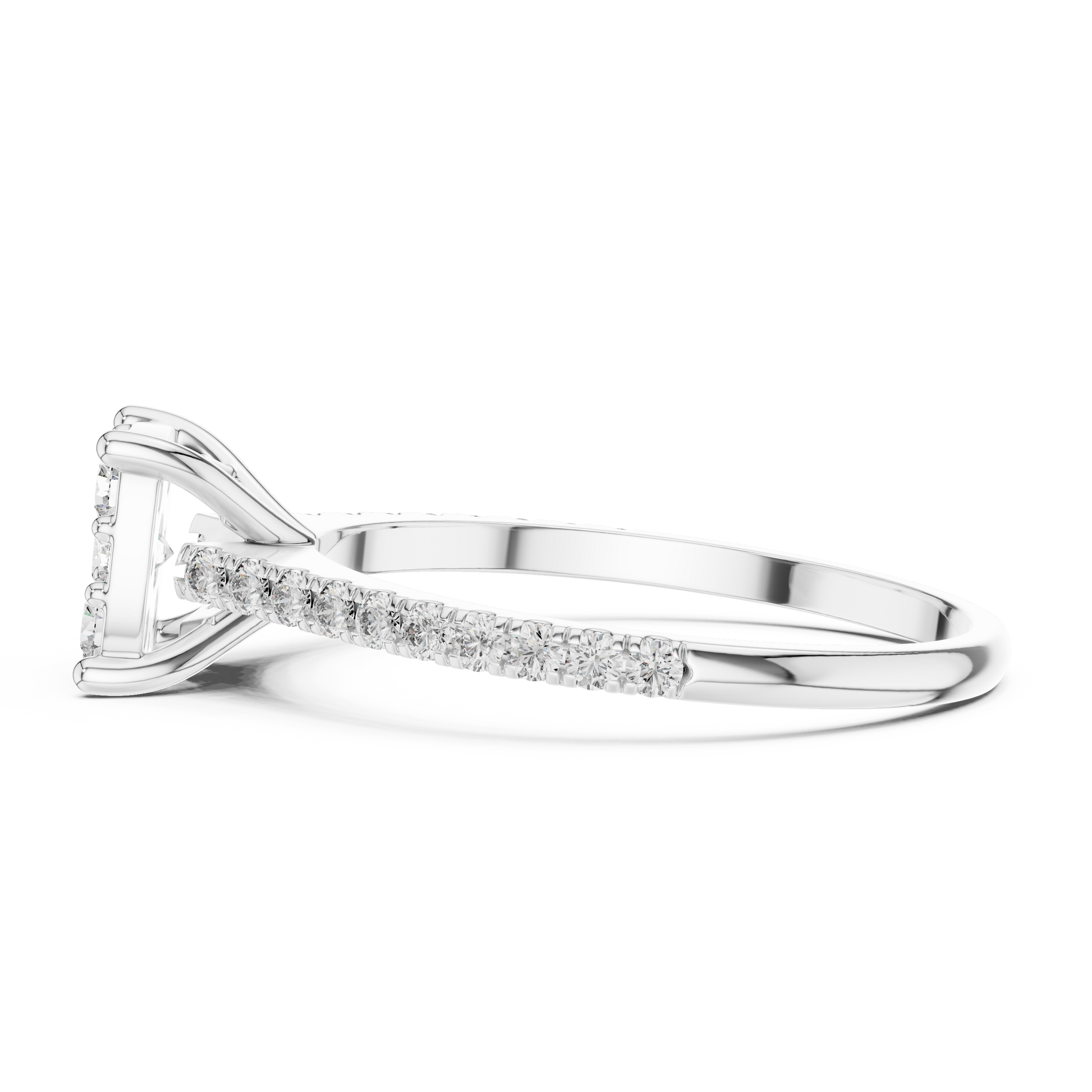 A Square-shaped Cluster Round Moissanite Diamond Engagement Ring