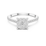 A Square-shaped Cluster Round Moissanite Diamond Engagement Ring