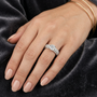 Triple-row Pavé Engagement Ring with a Central Round Solitaire Moissanite Diamond