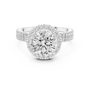 Round Solitaire Moissanite Halo Split Shank Pave Bridal Ring Set