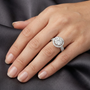 Round Solitaire Moissanite Halo Split Shank Pave Bridal Ring Set