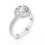 Round Solitaire Moissanite Halo Split Shank Pave Bridal Ring Set