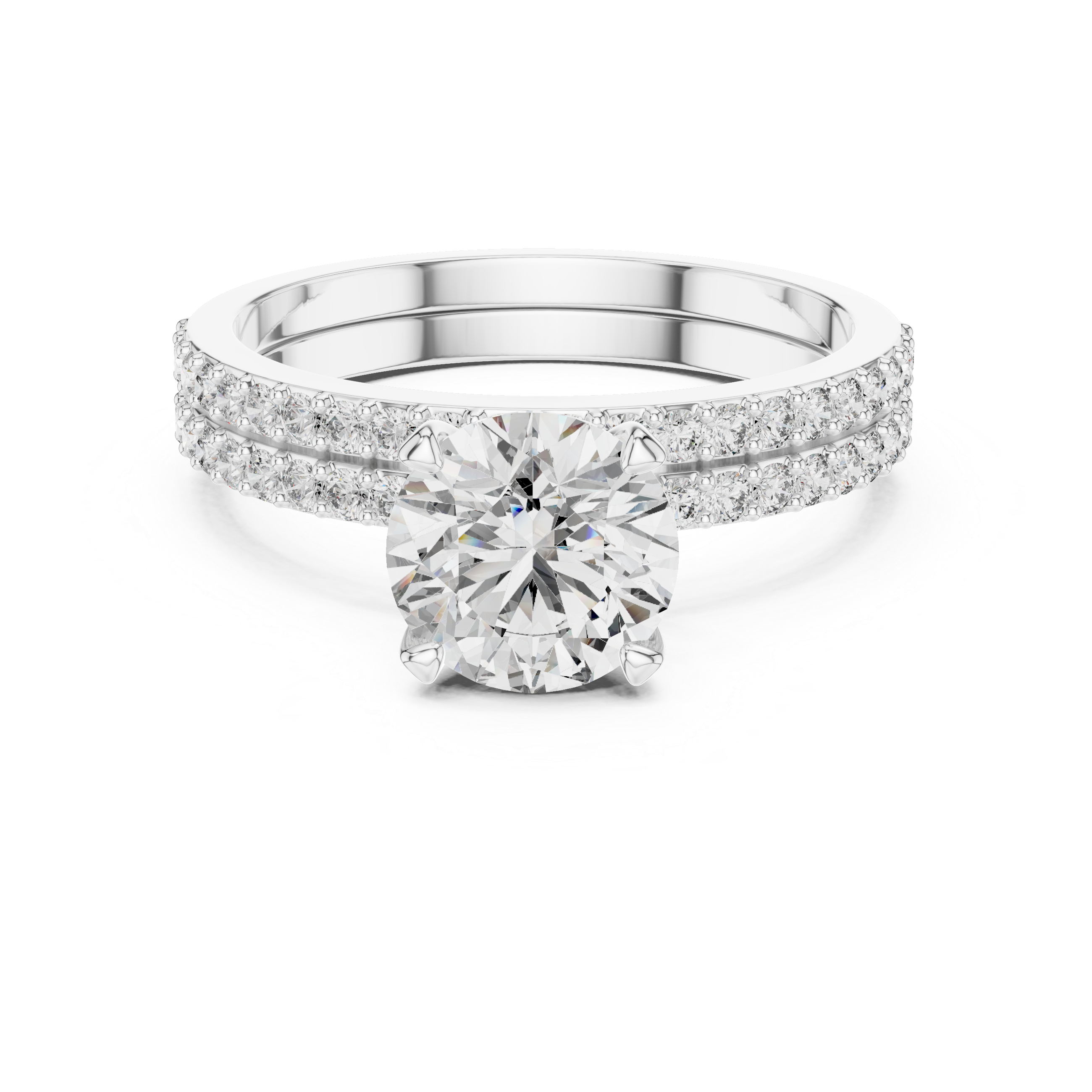 Dual Band Solitaire Round Moissanite Bridal Ring Set for Women