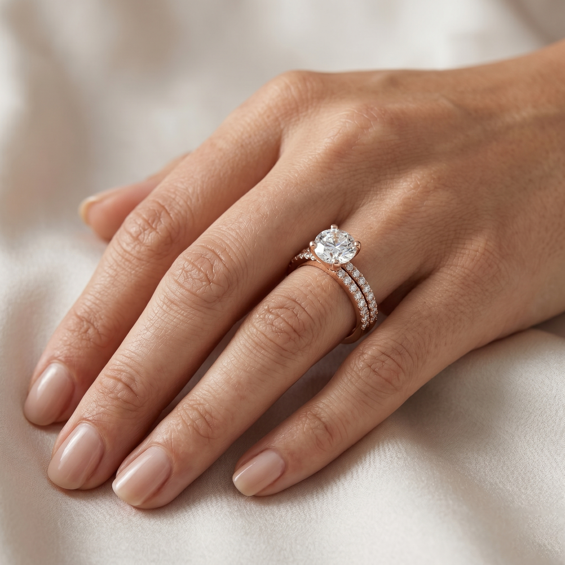 1.87 TCW Dual Band Solitaire Round Lab Grown Bridal Ring Set for Women