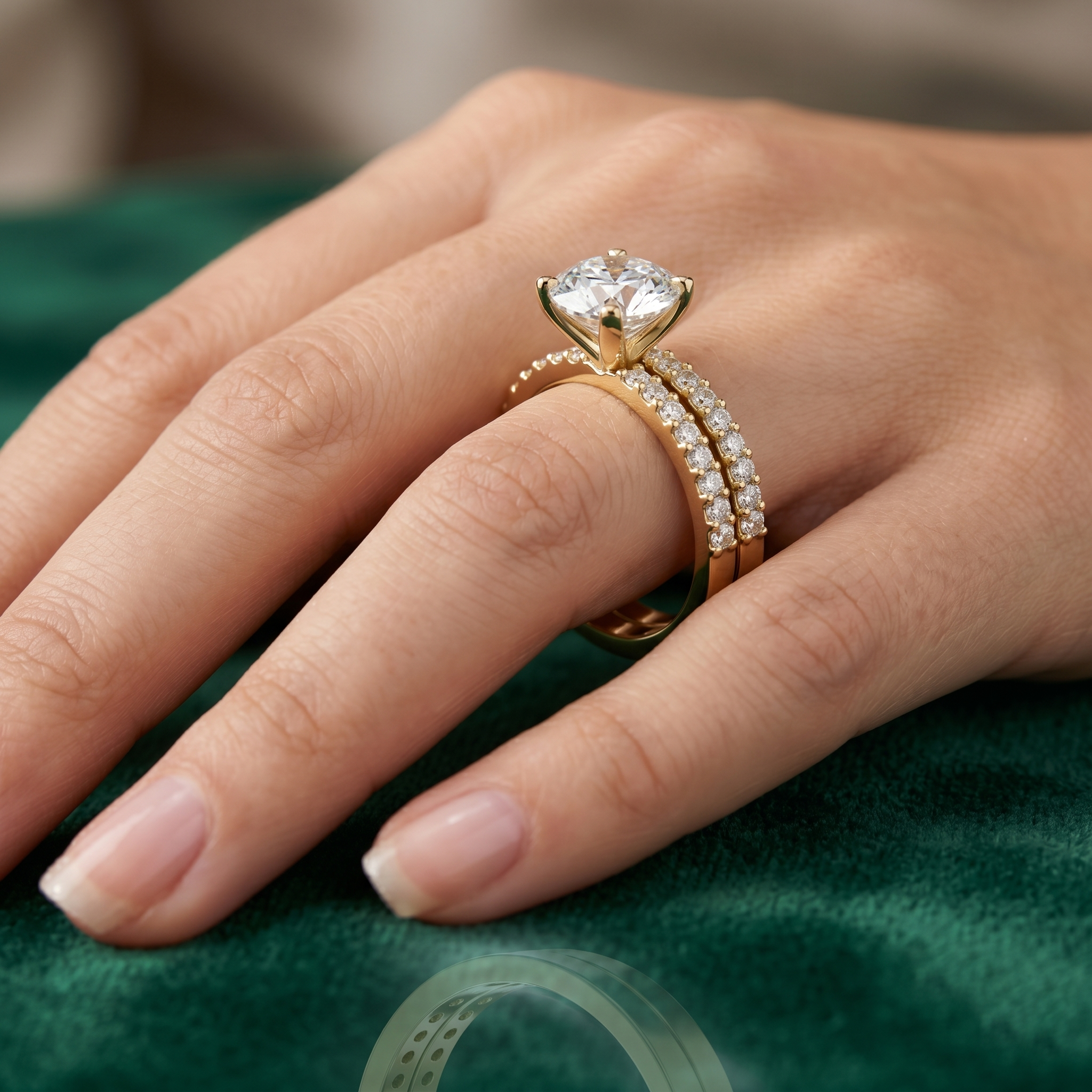 1.87 TCW Dual Band Solitaire Round Lab Grown Bridal Ring Set for Women