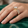 1.87 TCW Dual Band Solitaire Round Lab Grown Bridal Ring Set for Women