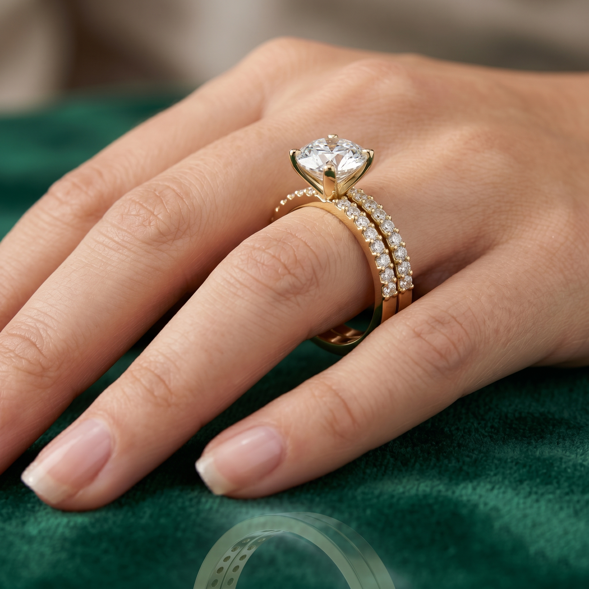 1.87 TCW Dual Band Solitaire Round Lab Grown Bridal Ring Set for Women