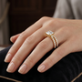 2.46 TCW Princess-cut Lab Grown Yellow Gold Engagement Ring with a Split Shank Band