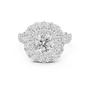 Floral Duo Halo Split Shank Round Cut Moissanite Sterling Silver Engagement Ring