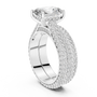 Central Radiant Cut Moissanite Ring with Pave Set Stackable Bridal Wedding Band