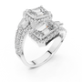 Emerald Cut Split Shank Cocktail Halo Diamond Engagement Ring for Women
