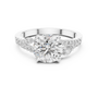 Round Moissanite Solitaire with Accent Stones Engagement Ring for Women