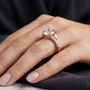 2.27 TCW 14k Gold Round Lab Grown Solitaire with Accent Stones Engagement Ring for Women