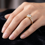 2.27 TCW 14k Gold Round Lab Grown Solitaire with Accent Stones Engagement Ring for Women