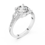 Round Moissanite Solitaire with Accent Stones Engagement Ring for Women