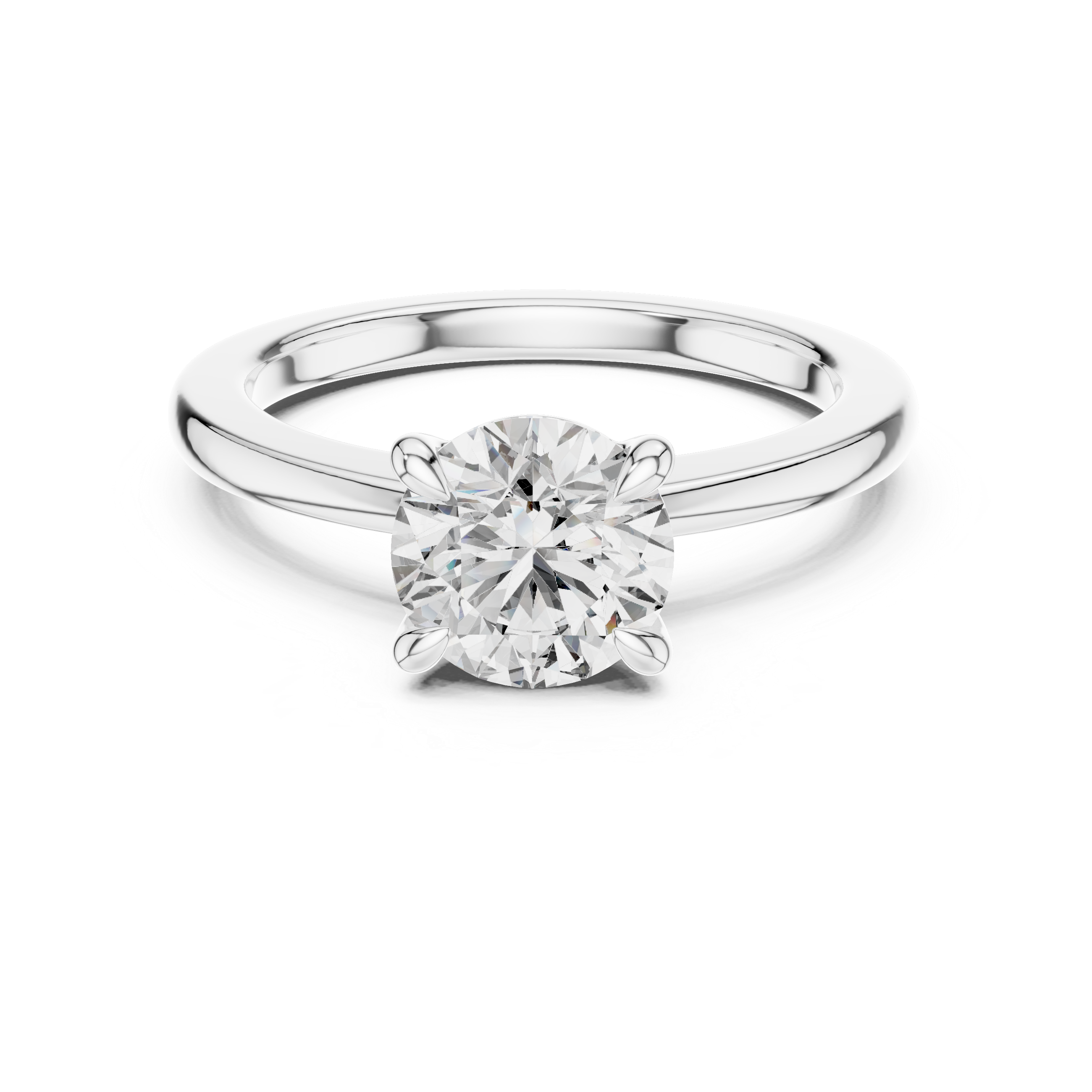 Classic Round Moissanite Four-prong Solitaire Sterling Silver Engagement Ring