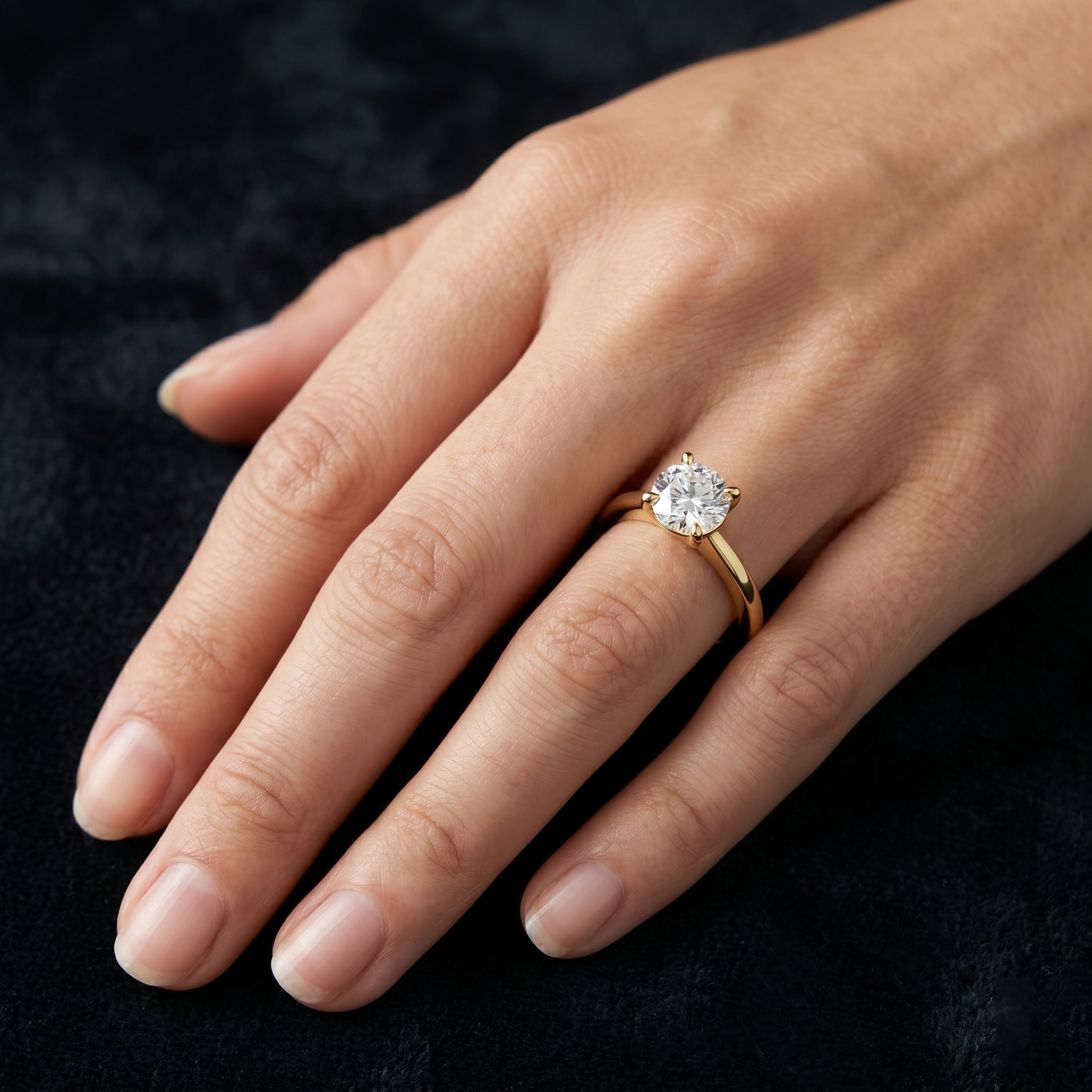 1.50 TCW Classic Round Lab Grown Four-prong Solitaire White Gold Engagement Ring