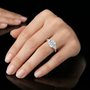 Modern Cushion Cut Moissanite with Trillion-cut Three-stone Engagement Ring