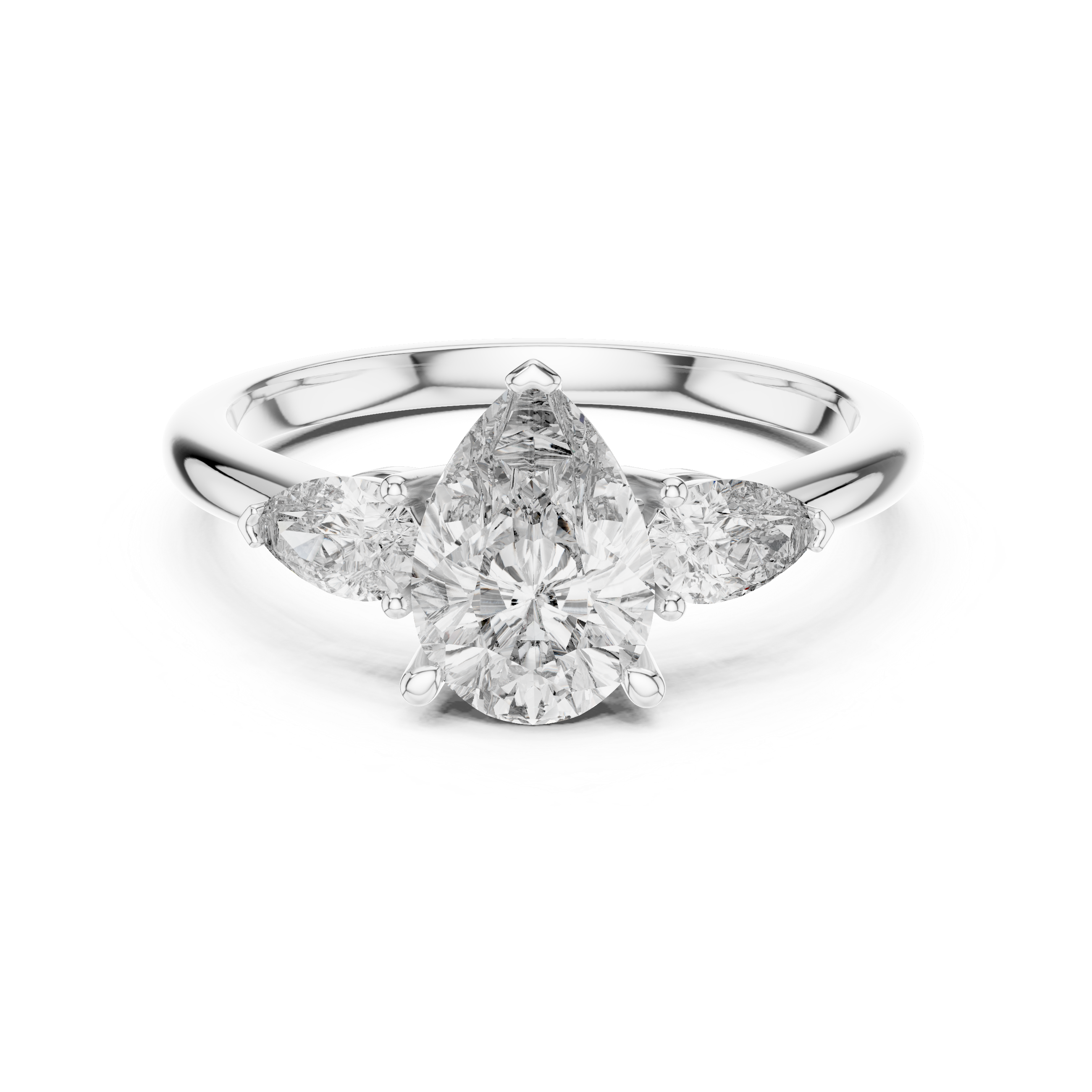 Pear Cut Moissanite Trilogy 925 Sterling Silver Engagement Ring for Women