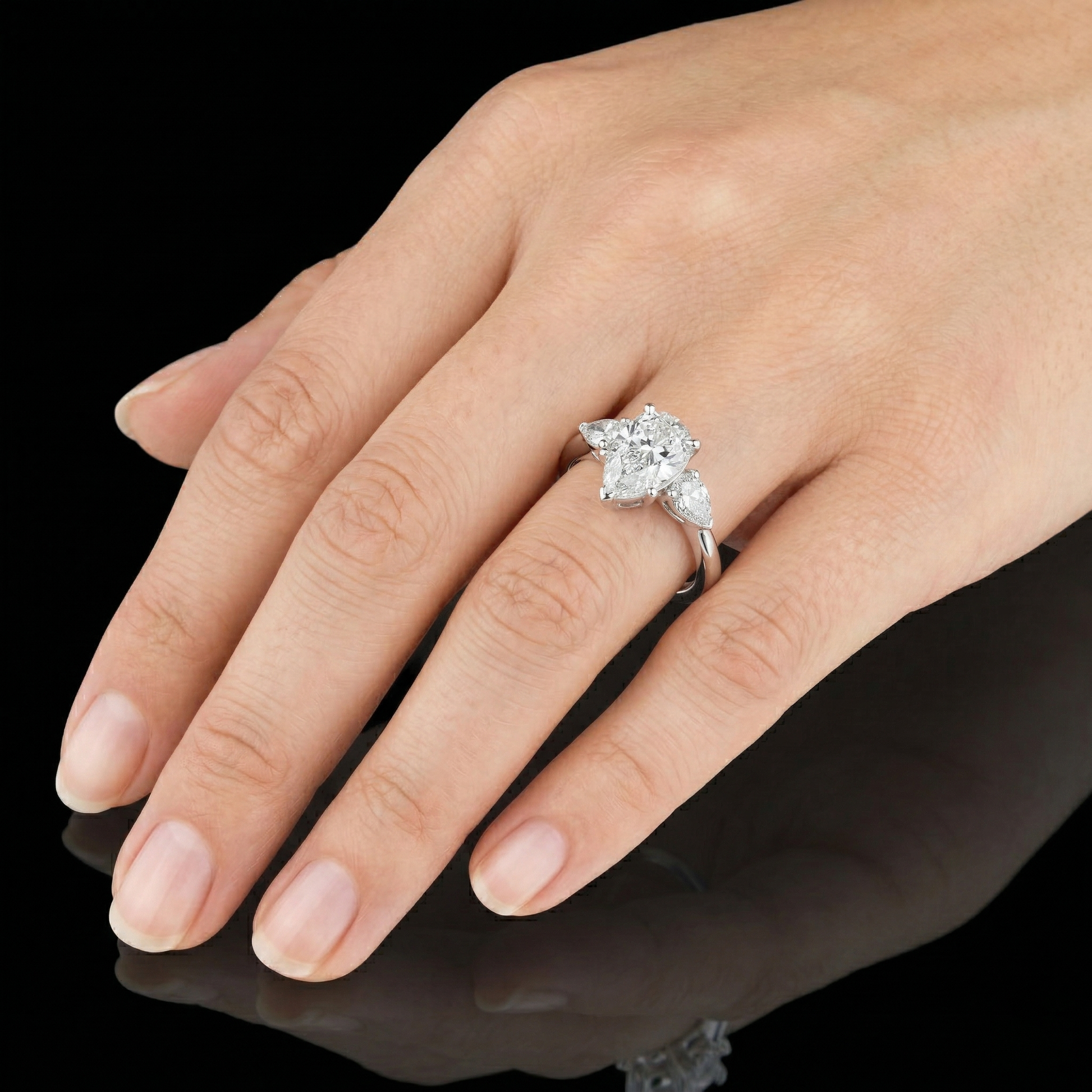 Pear Cut Moissanite Trilogy 925 Sterling Silver Engagement Ring for Women