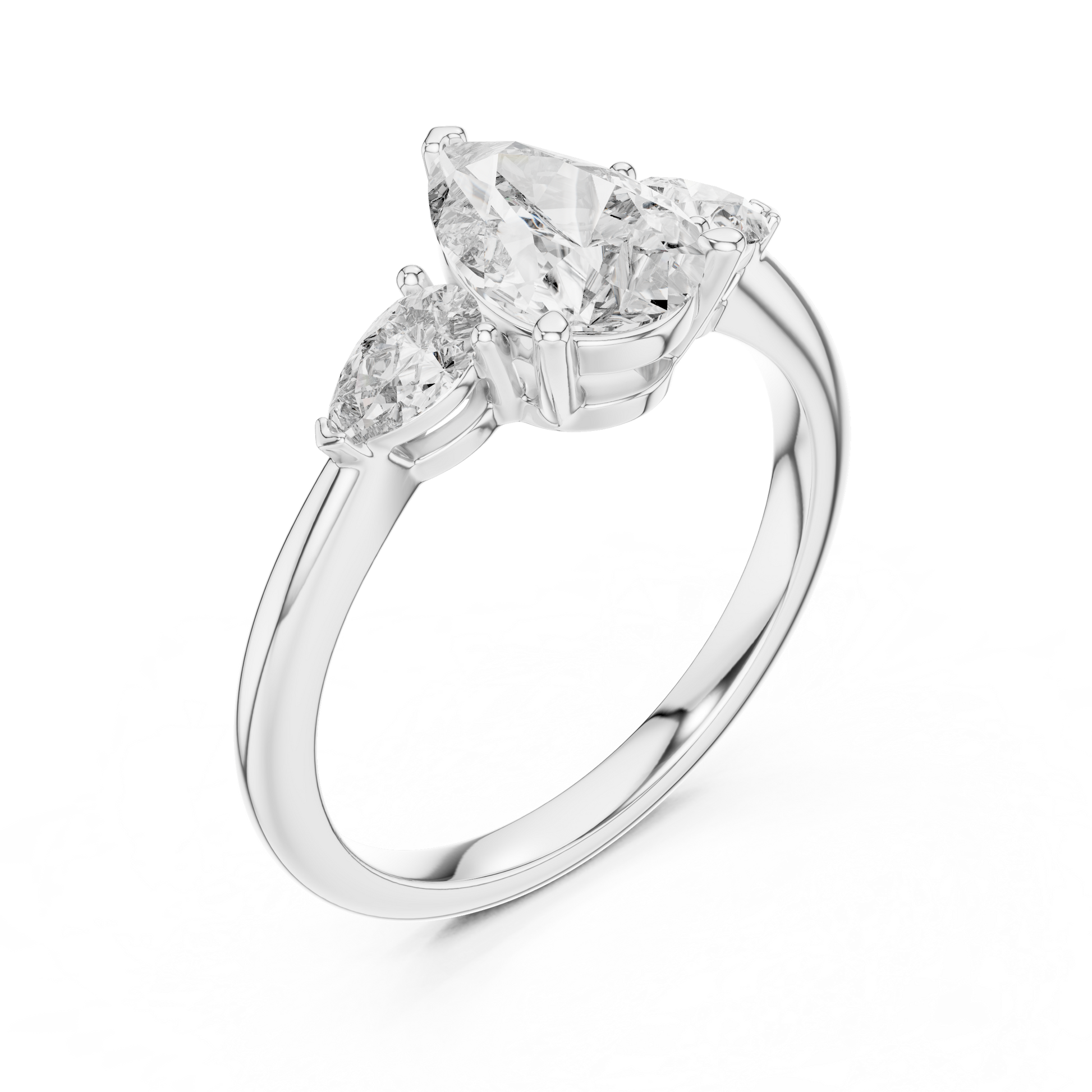 Pear Cut Moissanite Trilogy 925 Sterling Silver Engagement Ring for Women
