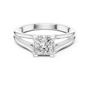 Sterling Silver Princess Cut Moissanite Solitaire Cathedral Split-shank Ring