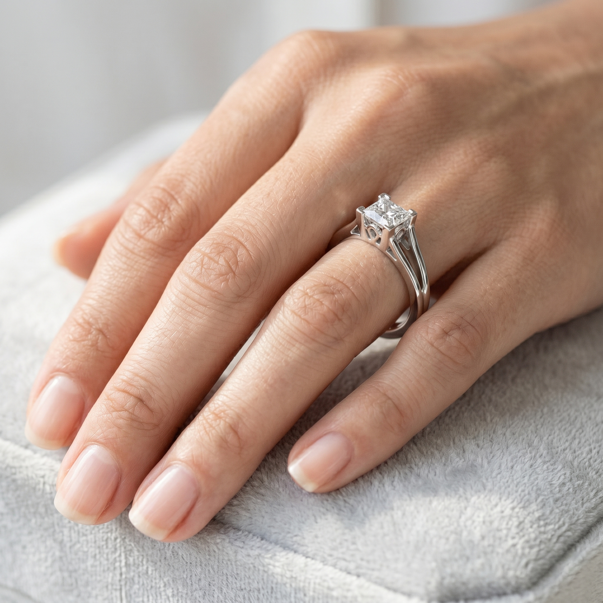 1.04 TCW 10k Yellow Gold Princess Cut Lab Grown Solitaire Cathedral Split-shank Ring