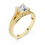 10k Yellow Gold Princess Cut Lab Grown Solitaire Cathedral Split-shank Ring