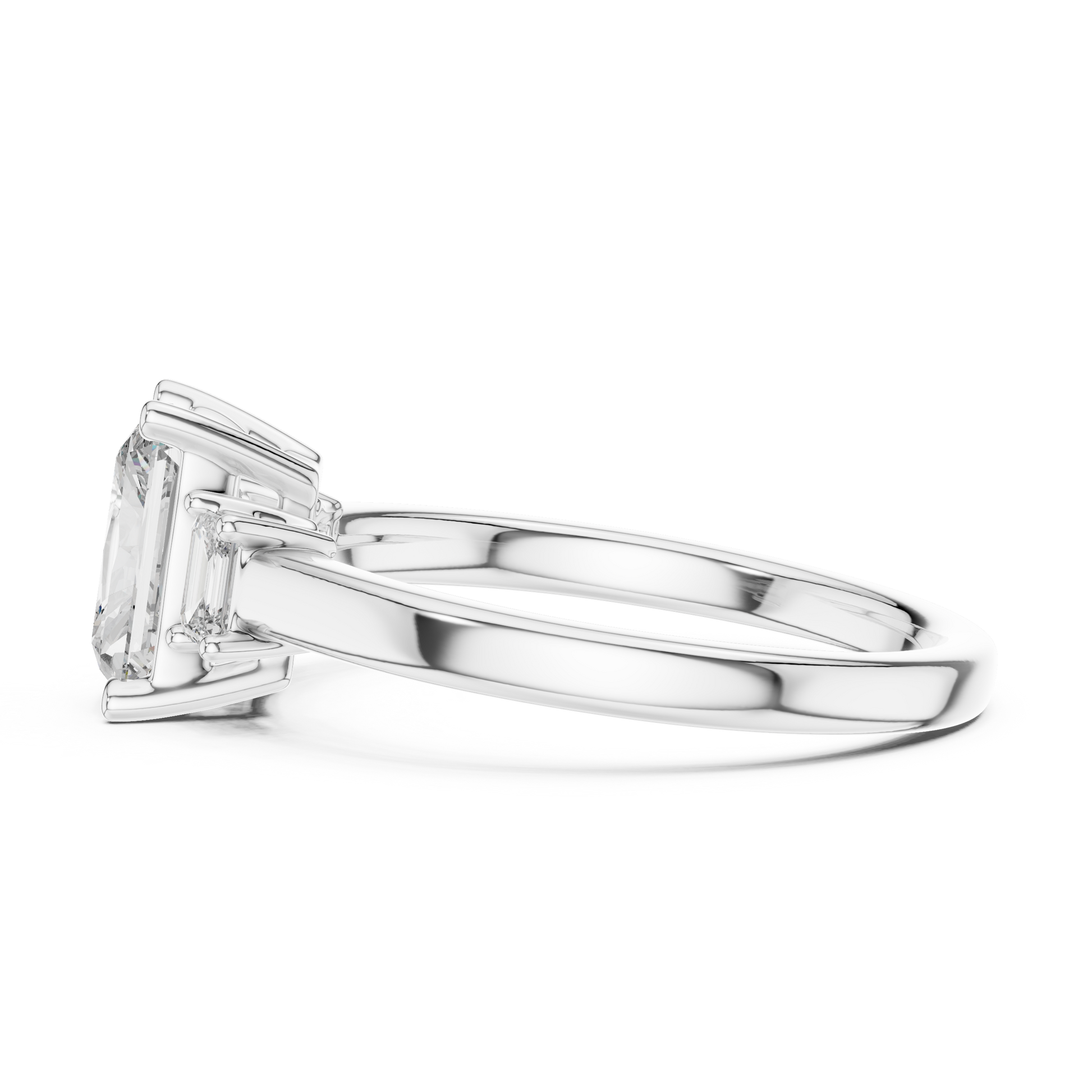 Radiant and Emerald Cut Three-stone Lab Grown Trilogy Engagement Ring in Solid Rose Gold
