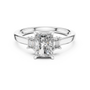 Radiant and Emerald Cut Three-stone Lab Grown Trilogy Engagement Ring in Solid Rose Gold